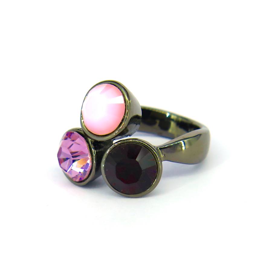 Ring cirkels roze rode stenen elastiek