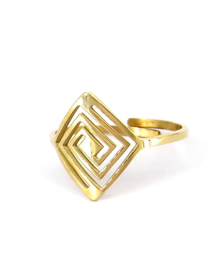 Ring stainless steel rosé vierkant