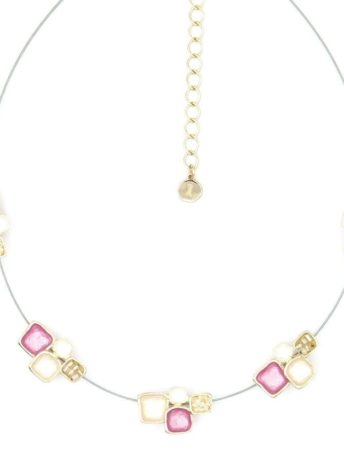 Korte ketting roze hanger staaldraad