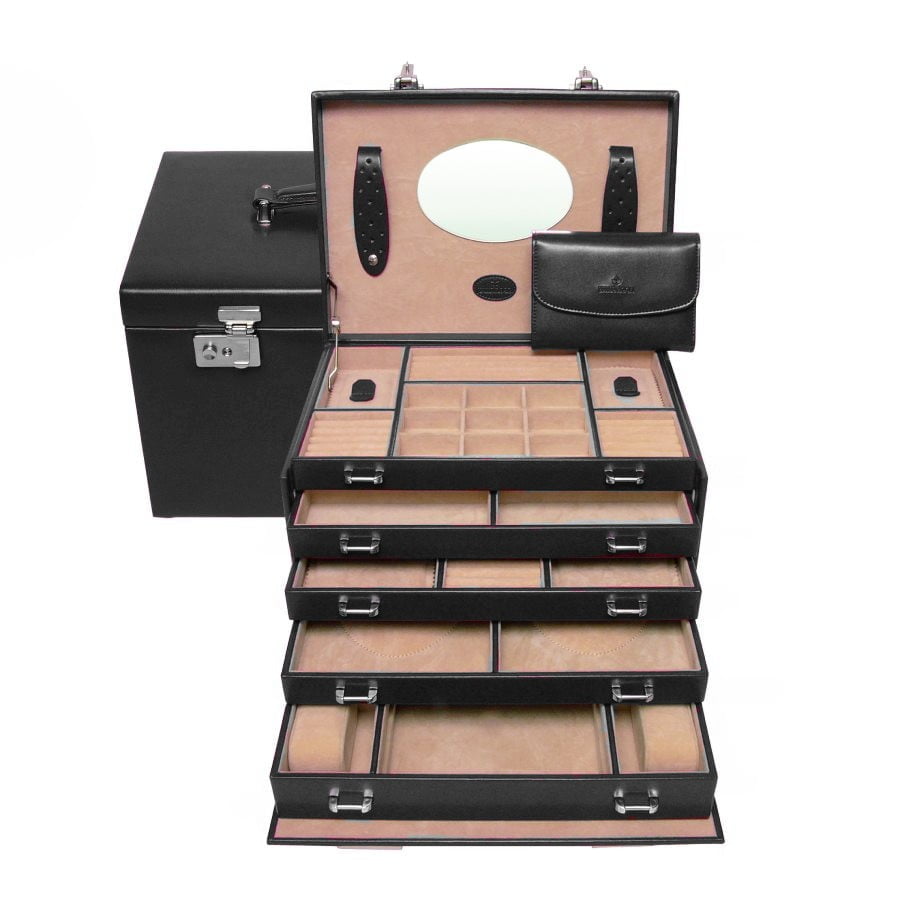 Bijouxdoos Windrose vele vakken zwart