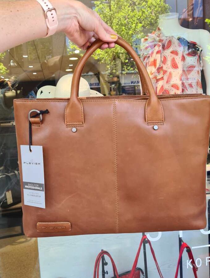 Plevier cognac 862-2 werktas laptop