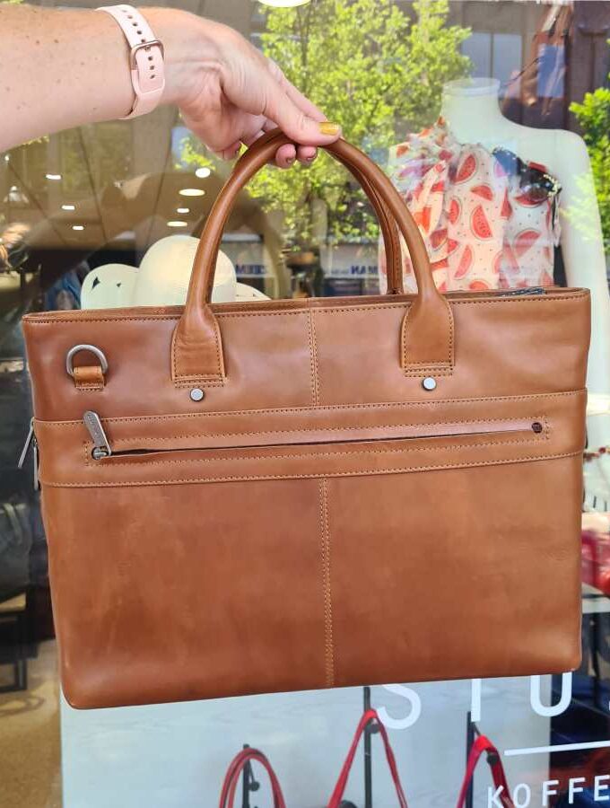 Plevier cognac 862-2 werktas laptop