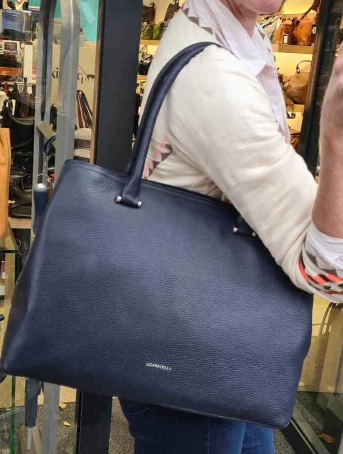 Donkerblauw leren werktas 15 inch Gigi Fratelli