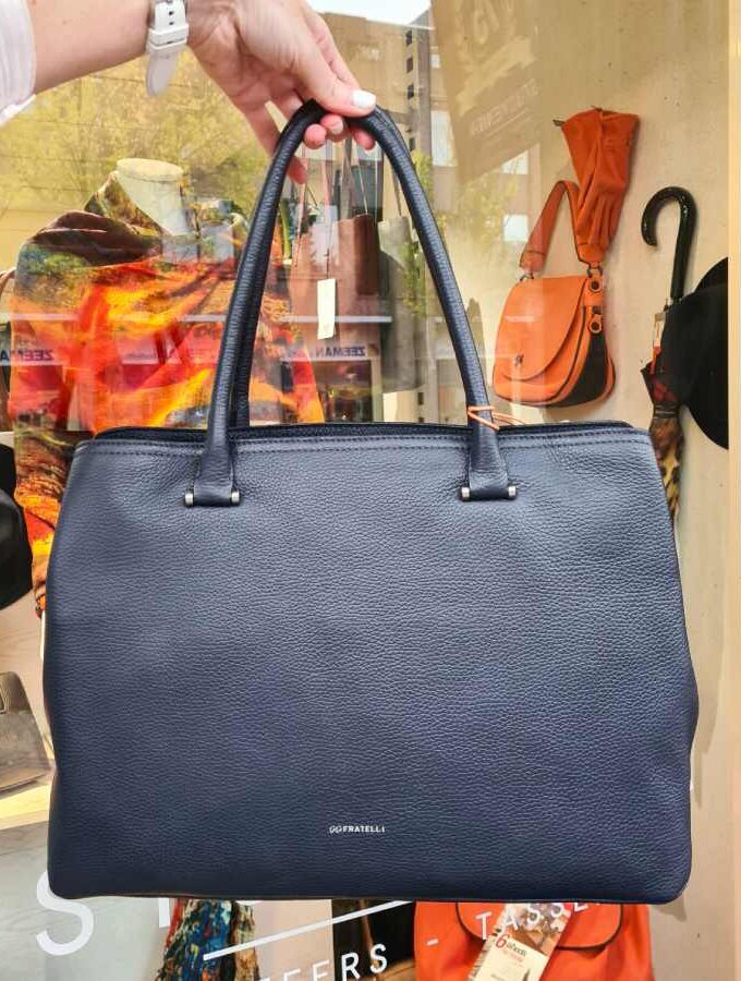 Donkerblauw leren werktas 15 inch Gigi Fratelli