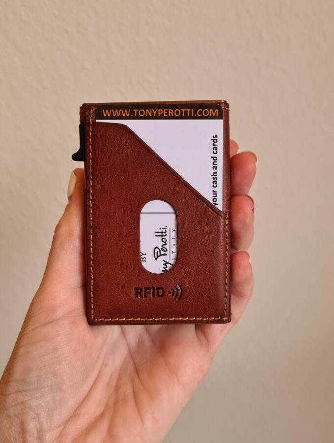 Tony Perotti Cardholder Furbo muntgeld in bruin