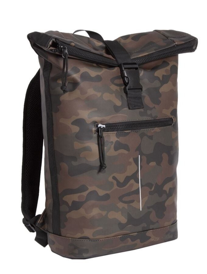 Rolltop rugzak camouflage print met laptopvak