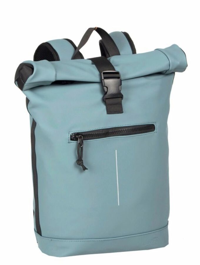 Rolltop rugzak lichtblauw met laptopvak