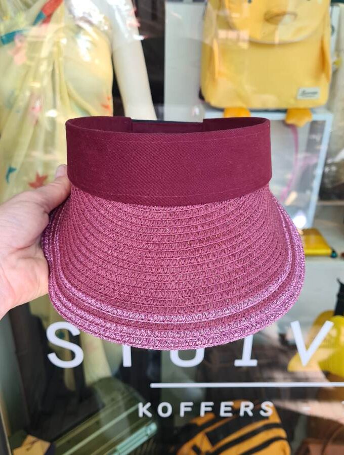 Zonneklep donkerrood met metallic en klittenband