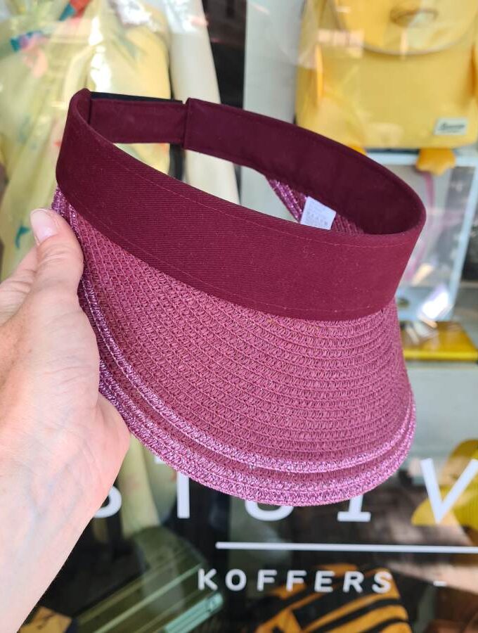 Zonneklep donkerrood met metallic en klittenband