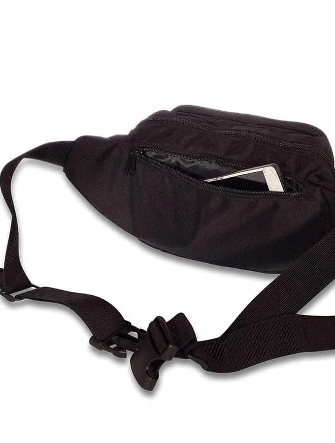 Handige heuptas met veel vakken in zwart