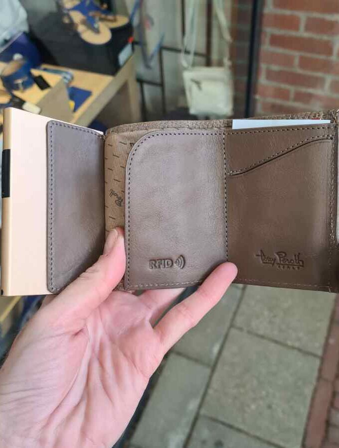 Tony Perotti Furbo kaarthouder taupe gevlochten