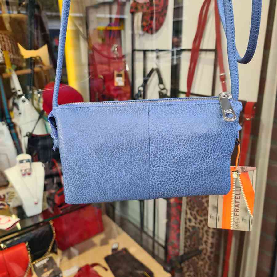 Clutch jeans blauw met tussenvak