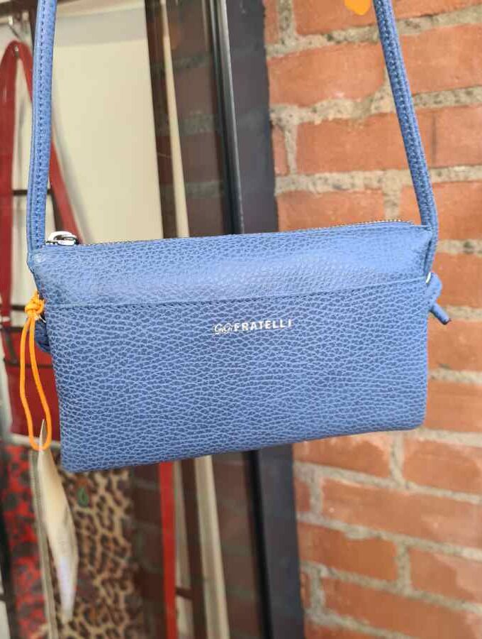 Clutch jeans blauw met tussenvak