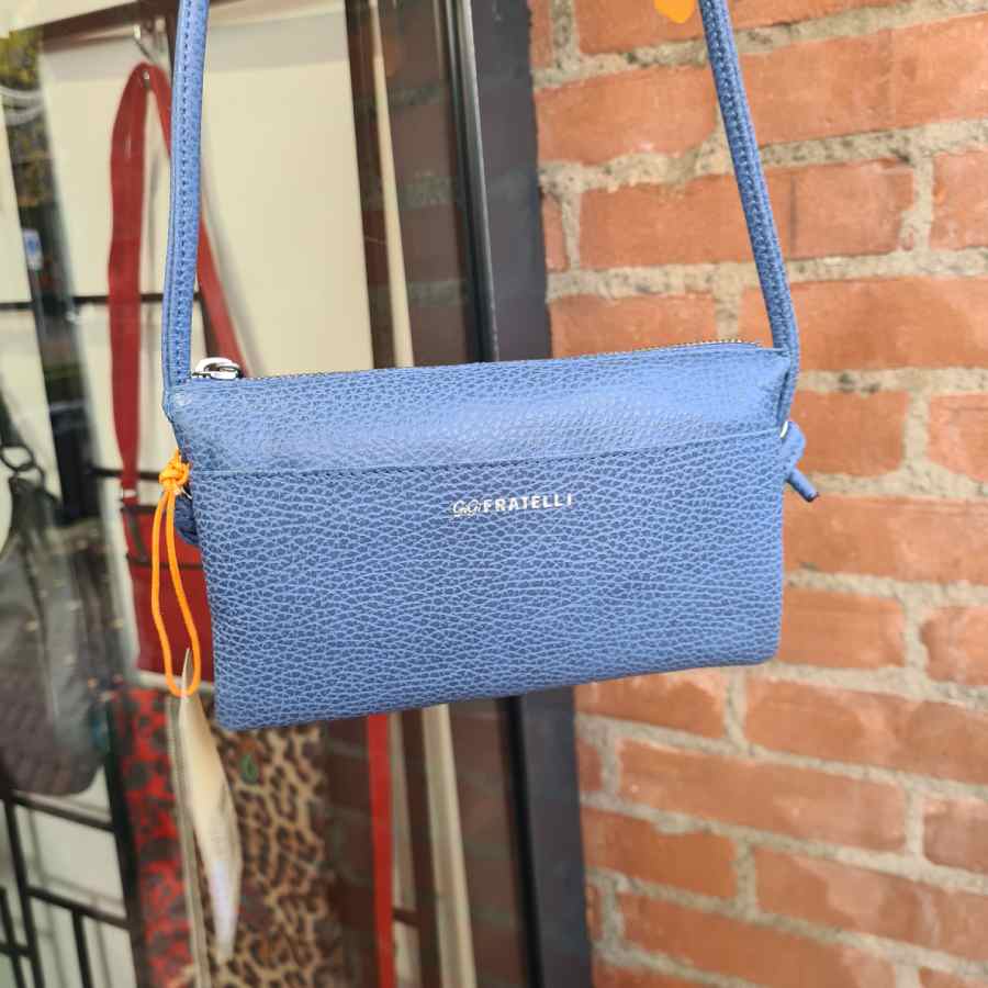 Clutch jeans blauw met tussenvak