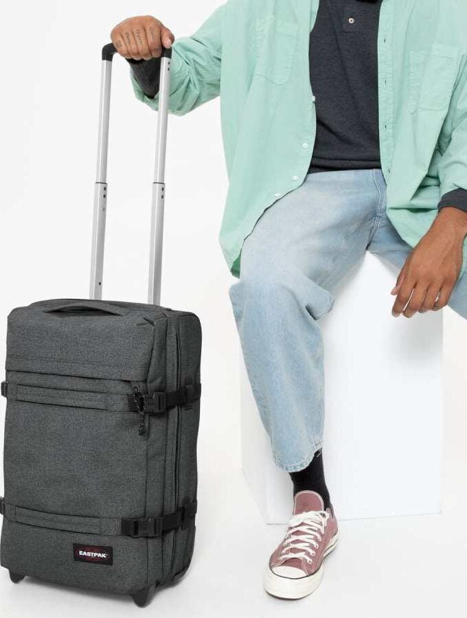 Eastpak Transit'R S Black Denim handbagage soft wheels
