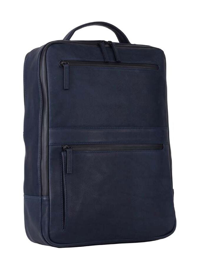 Leonhard Heyden Den Haag rugtas 15.6" blauw leer