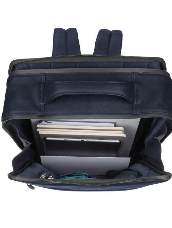 Leonhard Heyden Den Haag rugtas 15.6" blauw leer