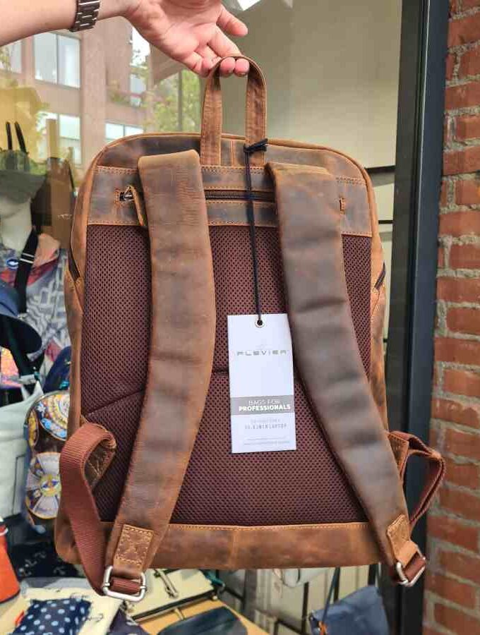 Leren Plevier rugzak laptop geschuurd leer bruin