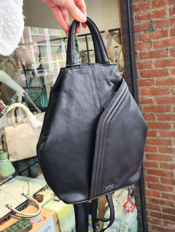 Leren rugtas zwart leer Deborah black city backpack