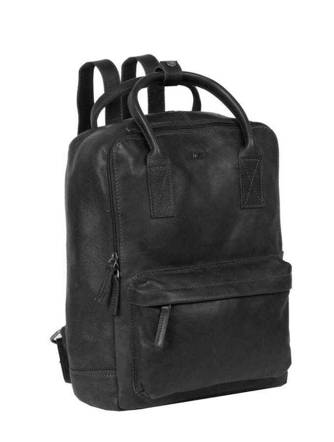 Leren rugtas zwart leer "Nynke" shopper backpack