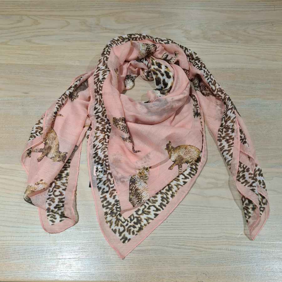 Vierkante sjaal met panter in roze