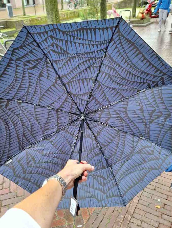 Knirps paraplu automatic blauw met zwart