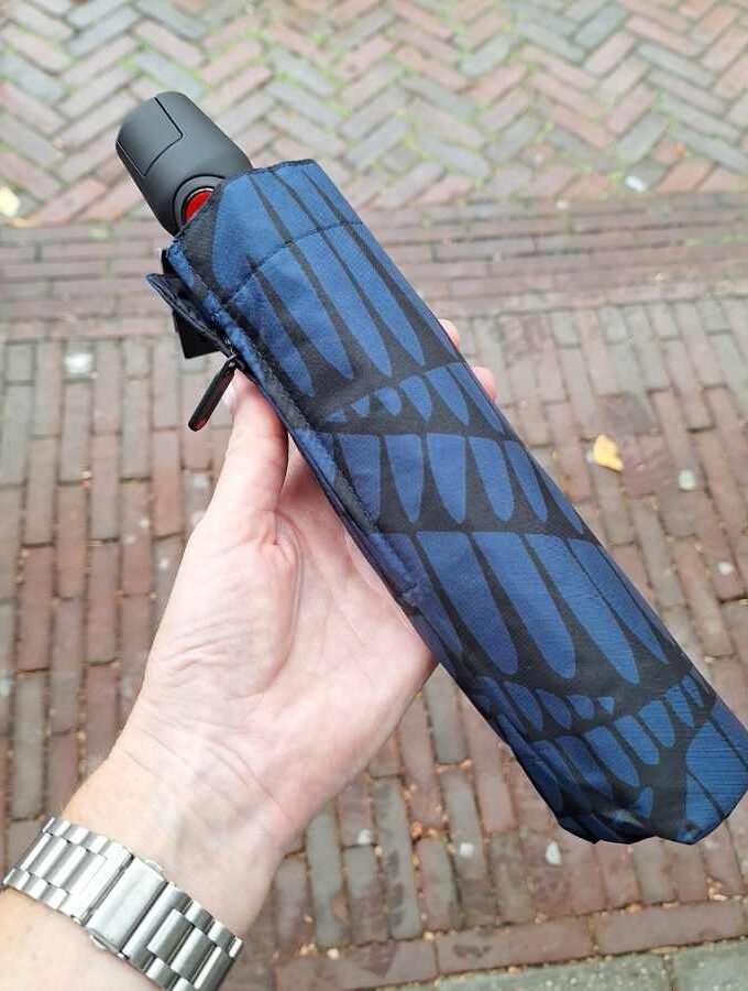 Knirps paraplu automatic blauw met zwart