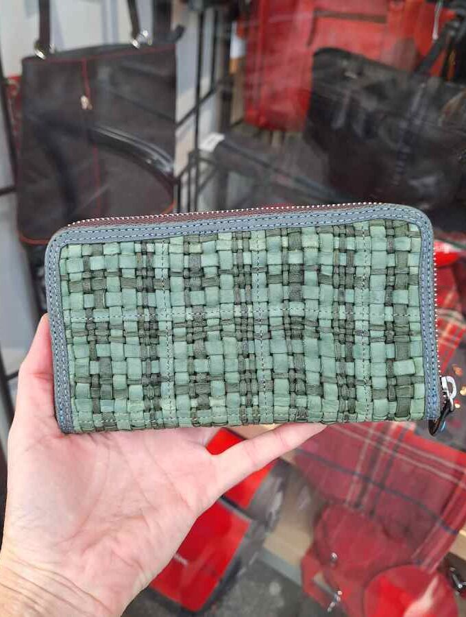 Gabs ritsportemonnee gevlochten groen