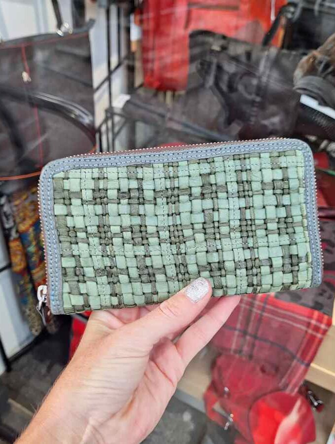 Gabs ritsportemonnee gevlochten groen