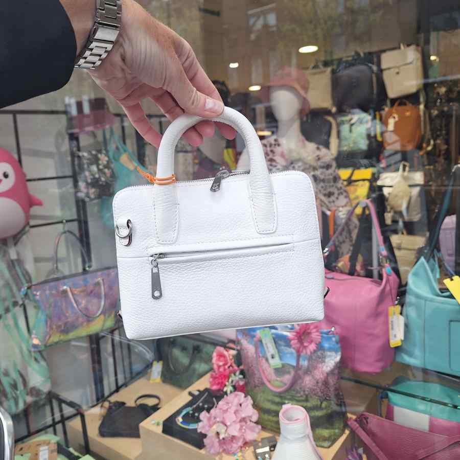 Wit leren handtas met lange band Gigi Fratelli