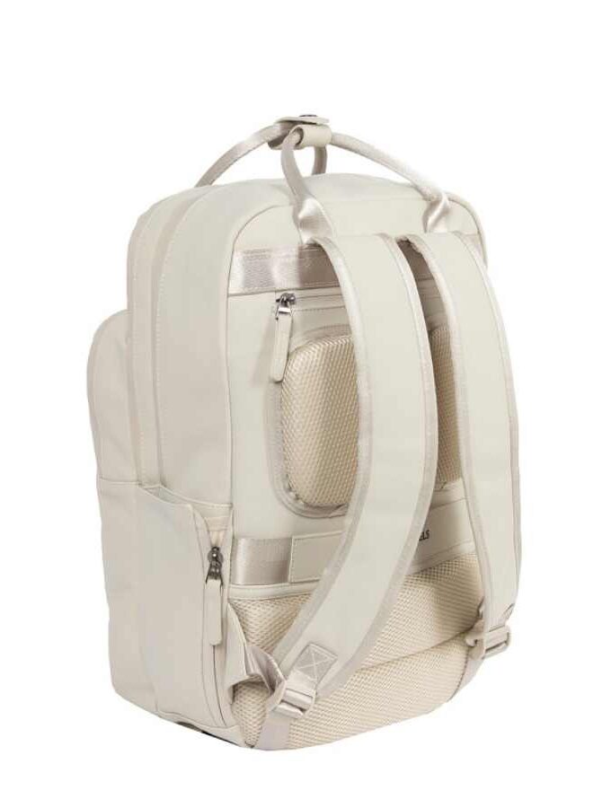 Vegan rugzak met kort hengsel en laptopvak in beige