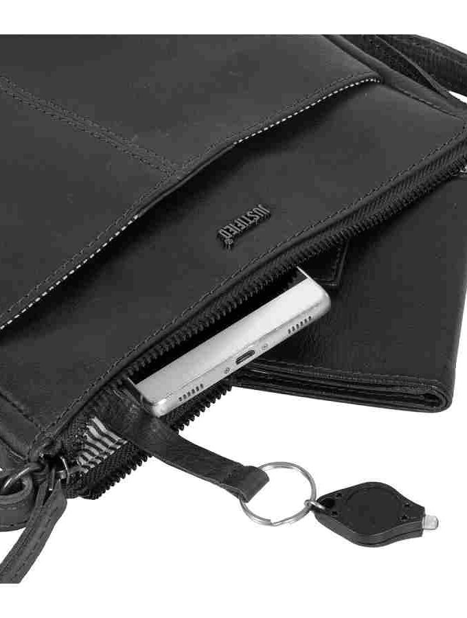 Zwart leren schoudertas vierkant model