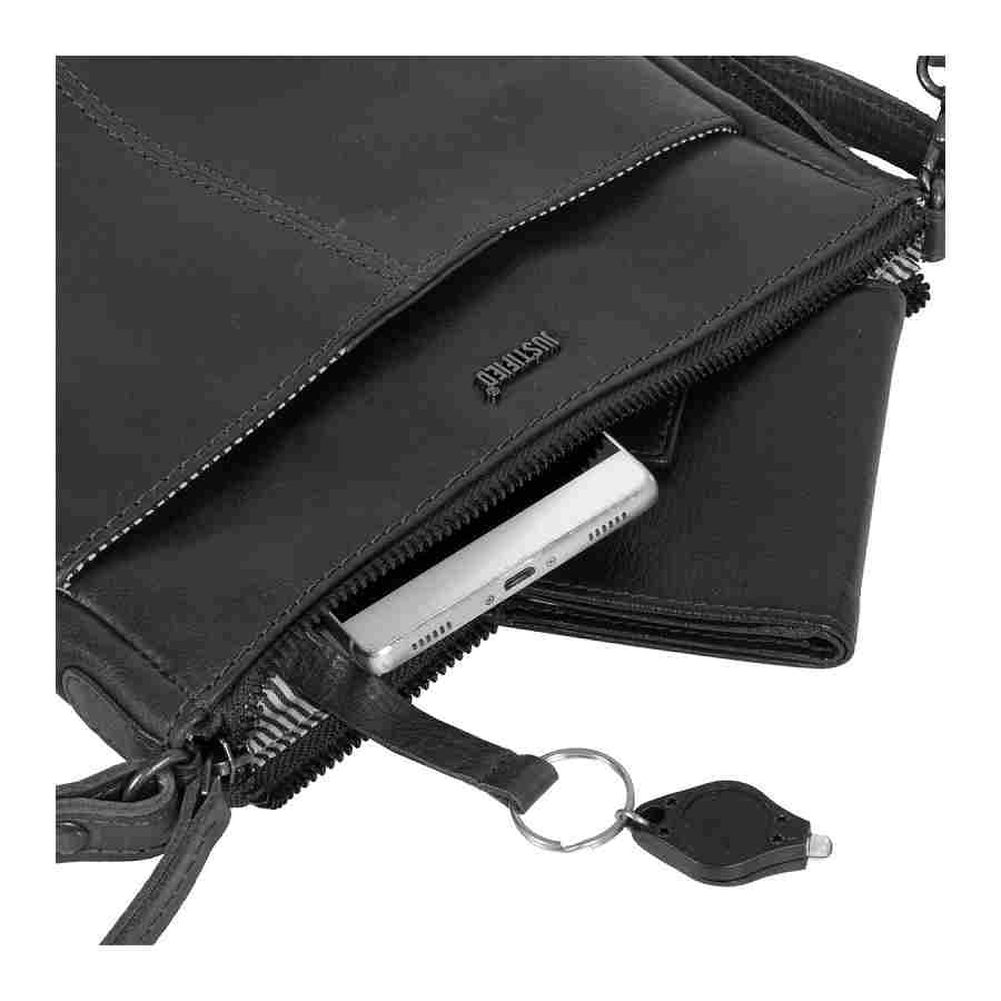 Zwart leren schoudertas vierkant model