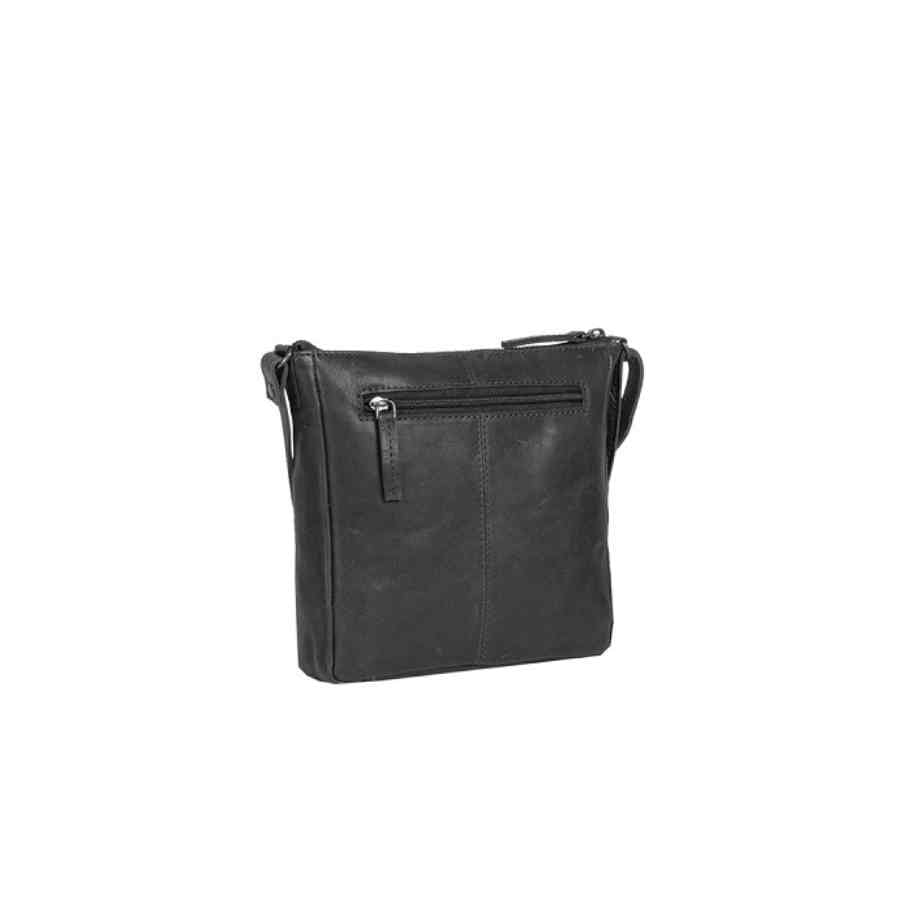 Zwart leren schoudertas vierkant model - Afbeelding 3