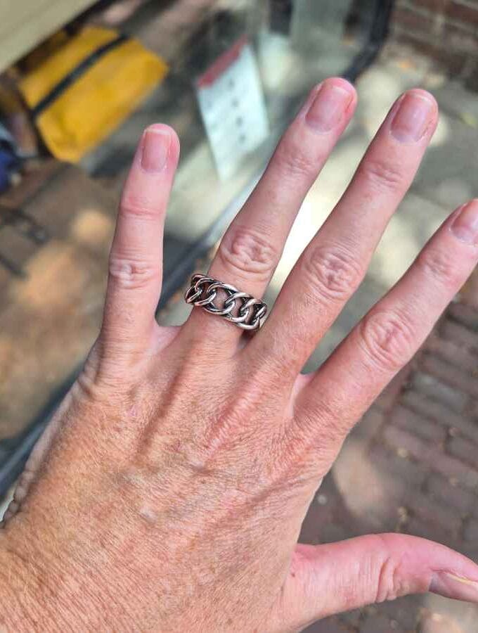 Ring echt zilver met schakels