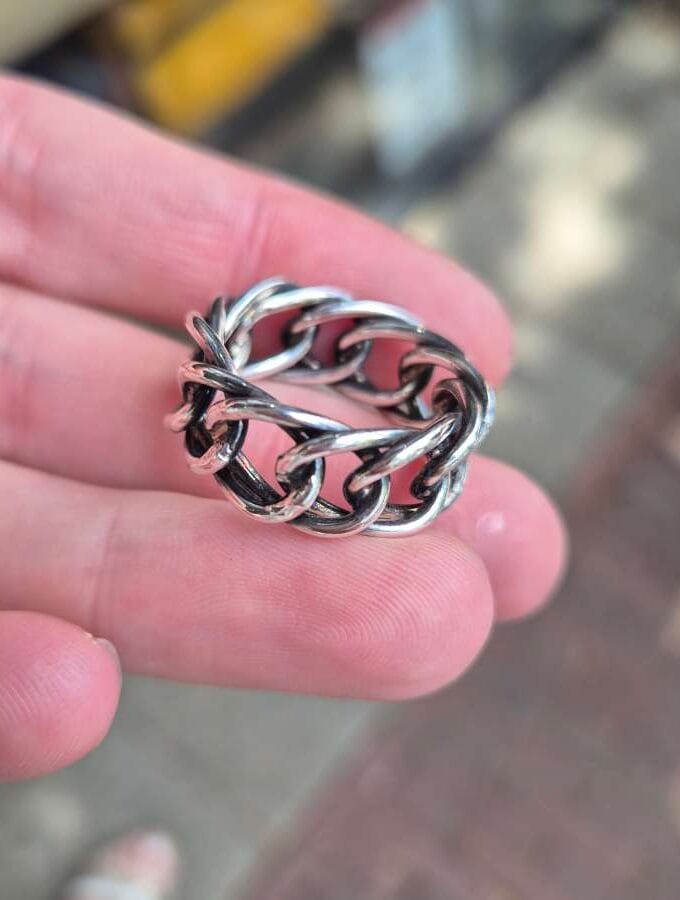 Ring echt zilver met schakels