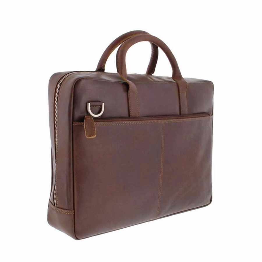 Plevier Vintage London Laptoptas 2 vaks dark brown