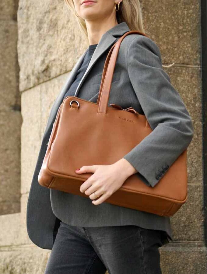 Plevier werktas dames 3-vaks Hearst cognac