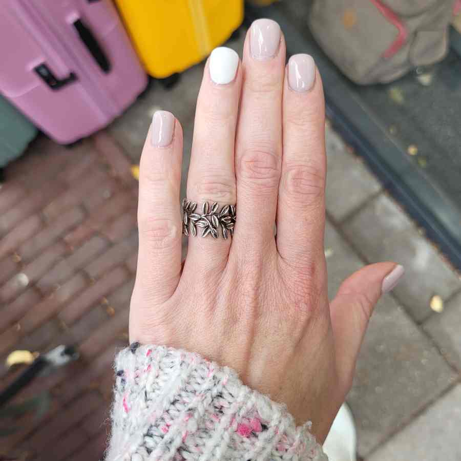 Ring echt zilver bladeren