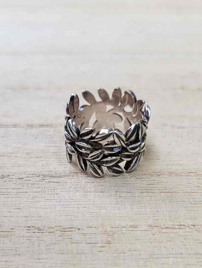 Ring echt zilver bladeren