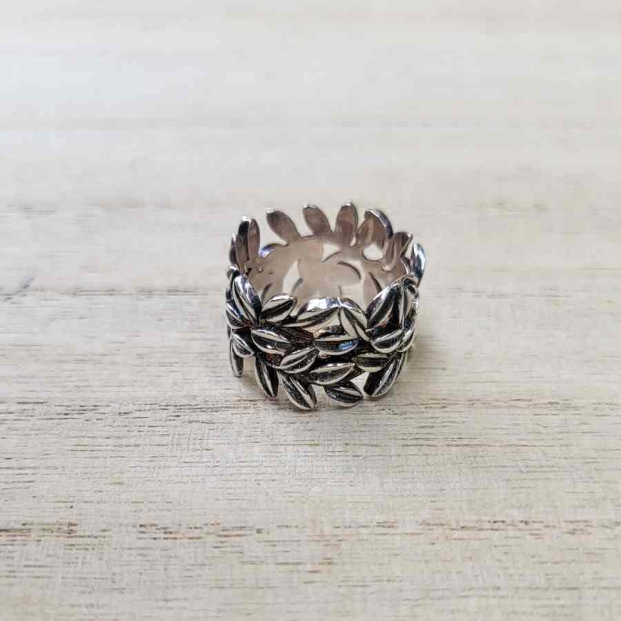 Ring echt zilver bladeren