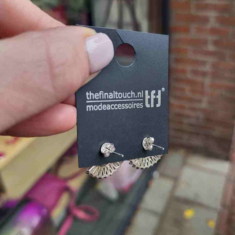 Oorstekers waaier echt zilver met zirkonia