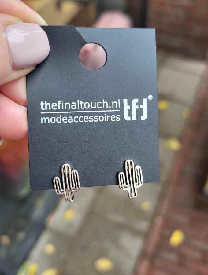zilver oorbellen cactus