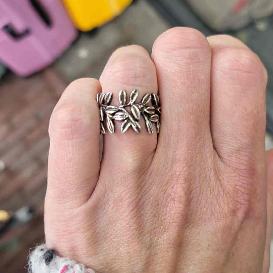 Ring echt zilver bladeren